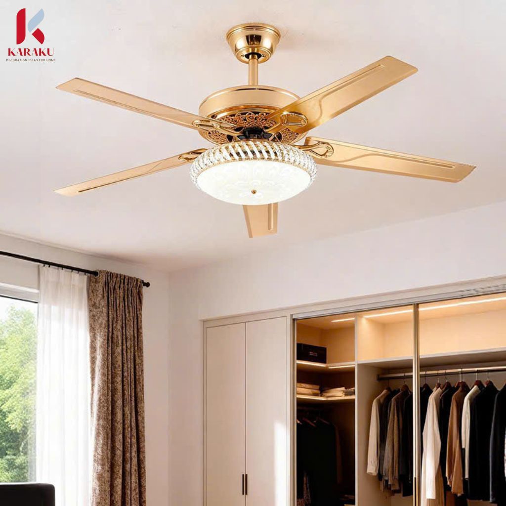 Quạt Trần Đèn 5 Cánh, Động Cơ DC, Sải Cánh 1m32 Có Đảo Chiều, Đèn Led 3 Chế Độ Kèm Điều Khiển Từ Xa