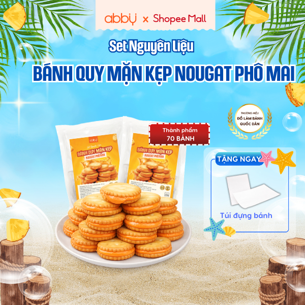 [ABBY] Set nguyên liệu làm bánh quy mặn kẹp nougat phô mai - Thành phẩm 70 bánh/set - Vỏ bánh giòn, 