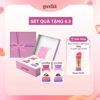 Combo 2 Set quà Good Lứt tặng bình giữ nhiệt - Trà gạo lứt mầm Good Lứt – Quà tặng ý nghĩa, hộp 150gr