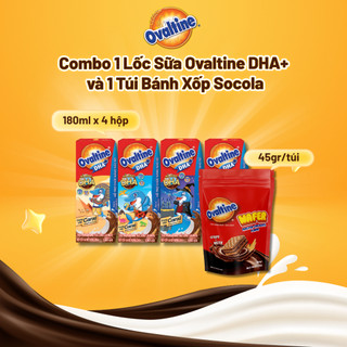 Combo 1 Lốc Sữa Ovaltine DHA+ (180ml) và 1 Bịch Bánh Xốp Sô-cô-la Ovaltine Đậm Vị, Giòn Tan