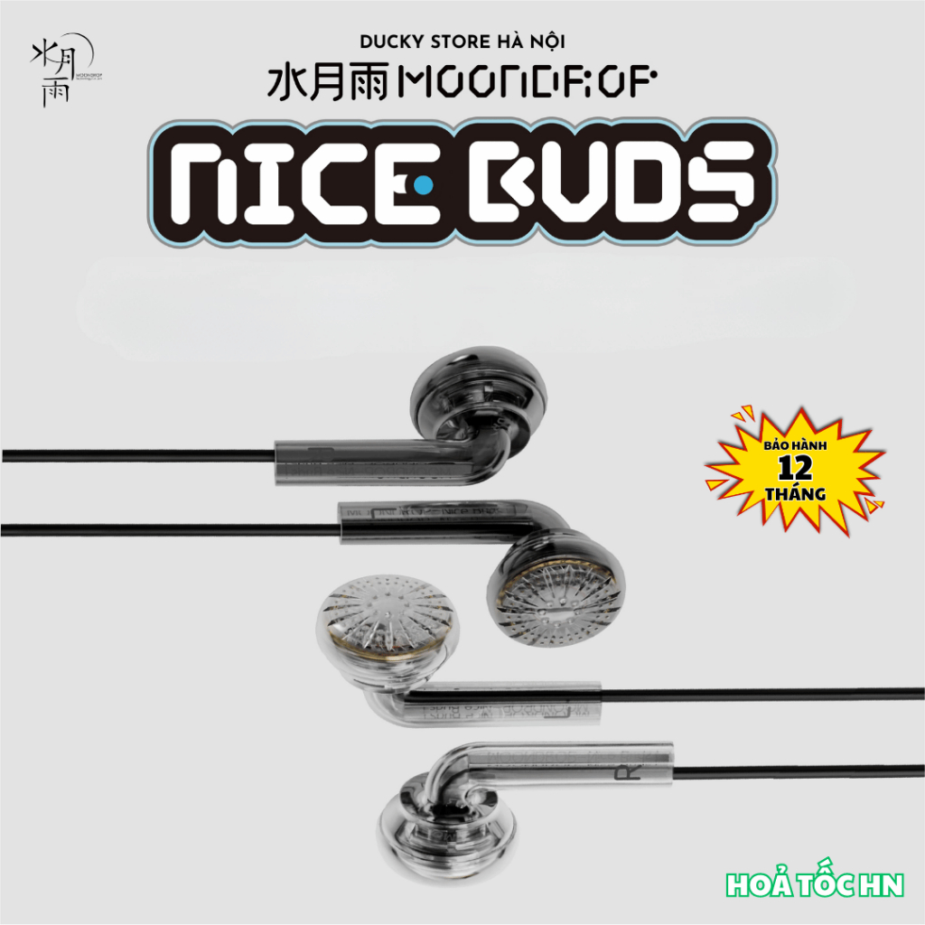 Tai Nghe Có Dây MOONDROP NICE BUDS Chính Hãng, Giắc Cắm 3.5mm, Có Mic, Âm thanh Hifi, Thiết Kế Earbud, BH12T
