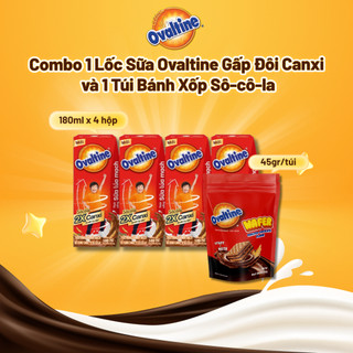 Combo 1 Lốc Sữa Ovaltine Gấp Đôi Canxi (180ml) + 1 Bịch Bánh Xốp Sô-cô-la Ovaltine Đậm Vị, Giòn Tan