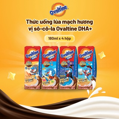 [Date Tháng 1 2027] Thức uống lúa mạch hương vị sô-cô-la Ovaltine DHA+ (180ml x 4)
