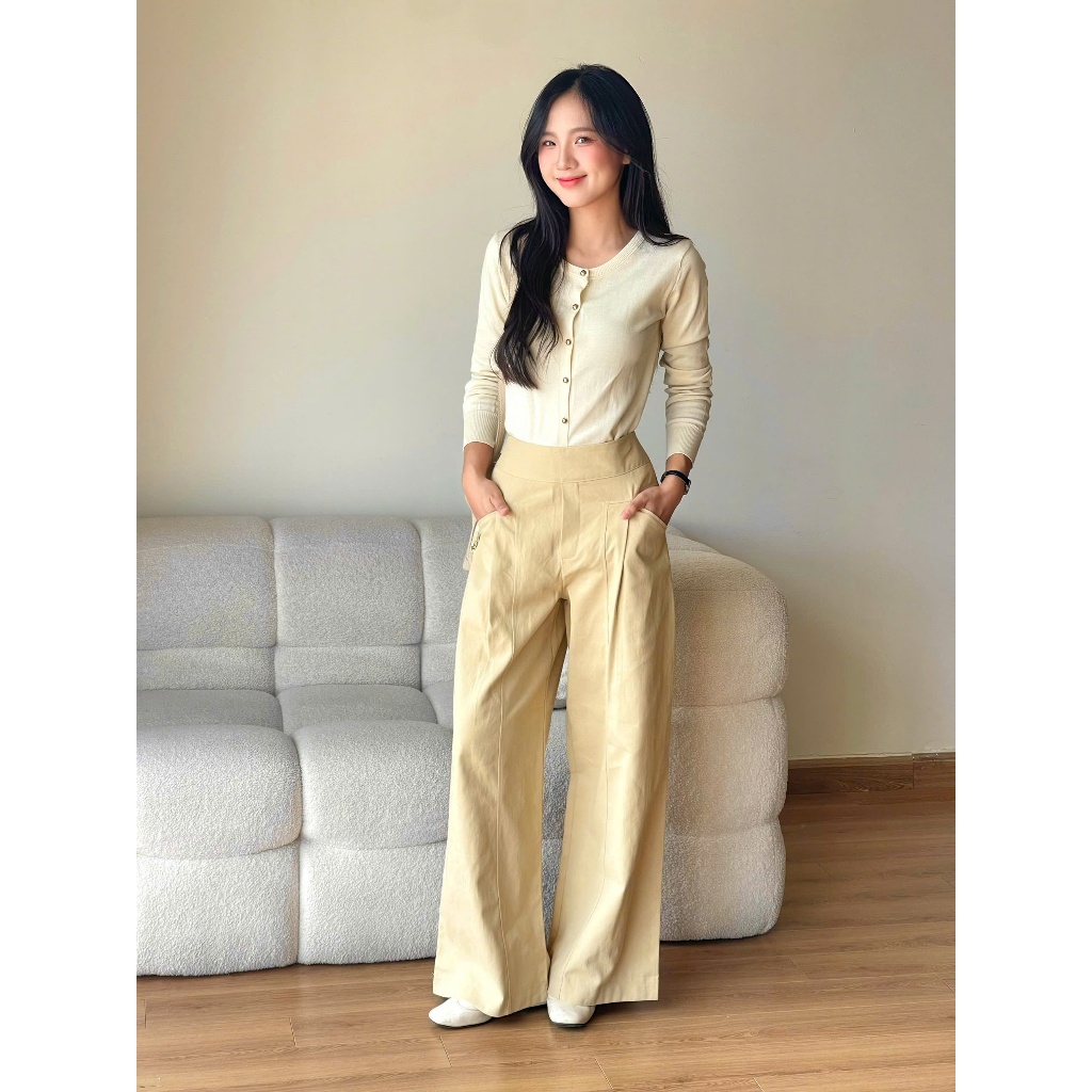 Quần kaki dáng rộng khoá sườn Miho House | BigBuy360 - bigbuy360.vn