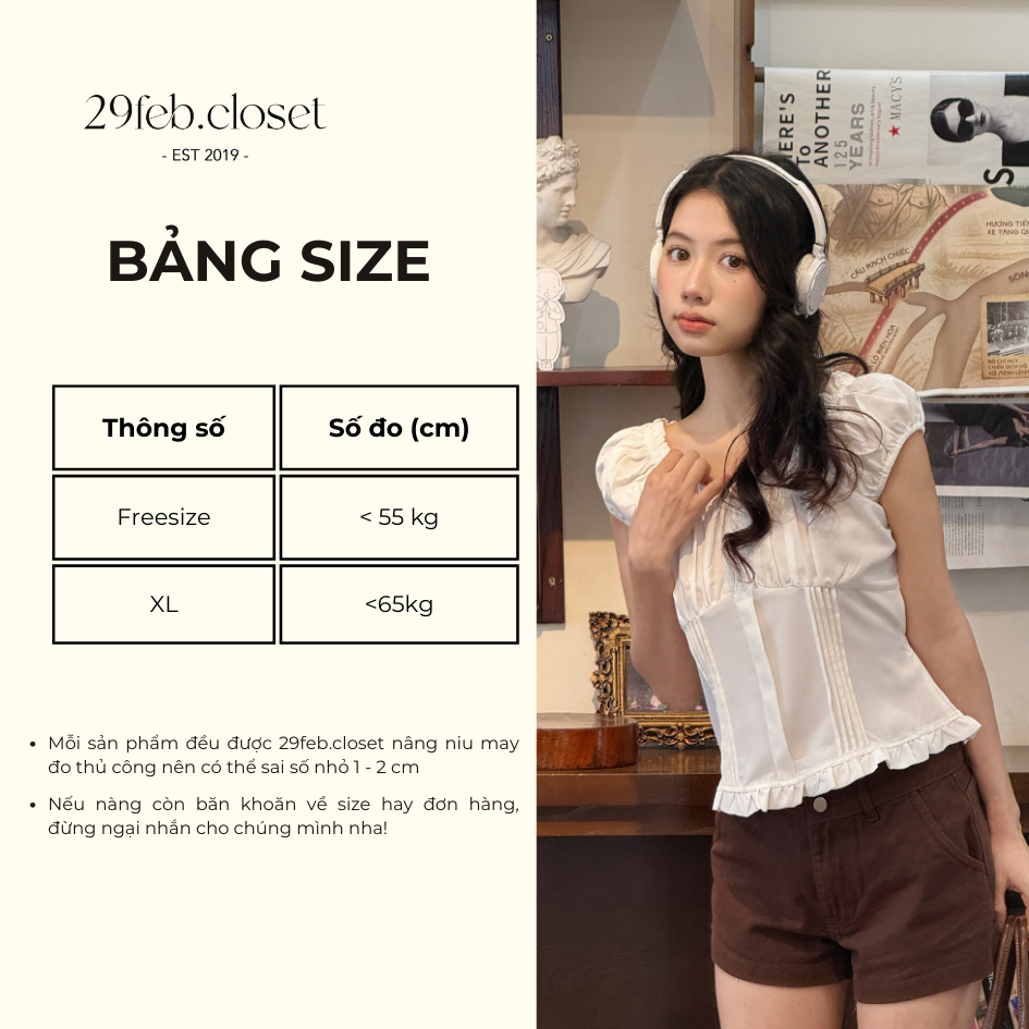 Áo thô tay bồng trễ vai kèm dây buộc eo, áo kiểu tay bồng buộc eo- 29feb.closet- a594 | BigBuy360 - bigbuy360.vn