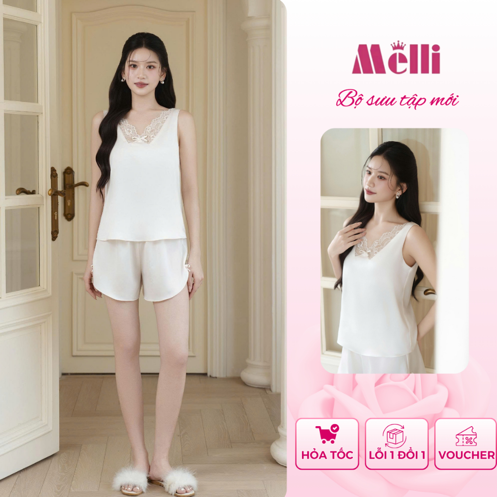 Bộ Đồ Ngủ Lụa Ngọc Trai Cao Cấp Phối Ren Quyến Rũ – Đồ Ngủ Nữ Mềm Mại Sang Trọng | BigBuy360 - bigbuy360.vn