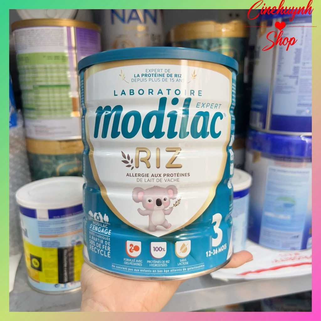 Sữa bột modilac Riz dành cho bé dị dứng đạm bò lon 800gr