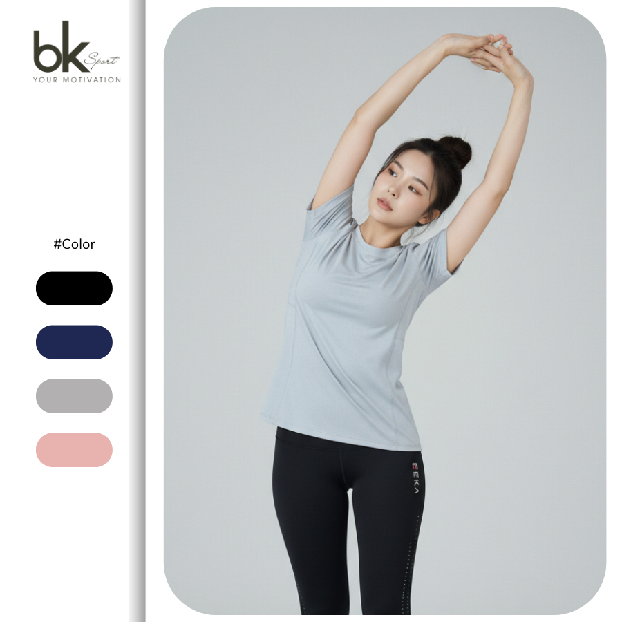 Áo thun thể thao nữ thoáng khí co giãn, mặc Tập Gym,Chạy Bộ - BK SPORT