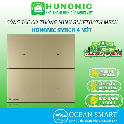 Công Tắc Cơ Thông Minh Bluetooth Mesh Hunonic Smech, Công Tắc Điều Khiển Từ Xa Qua Điện Thoại - HNSMEV