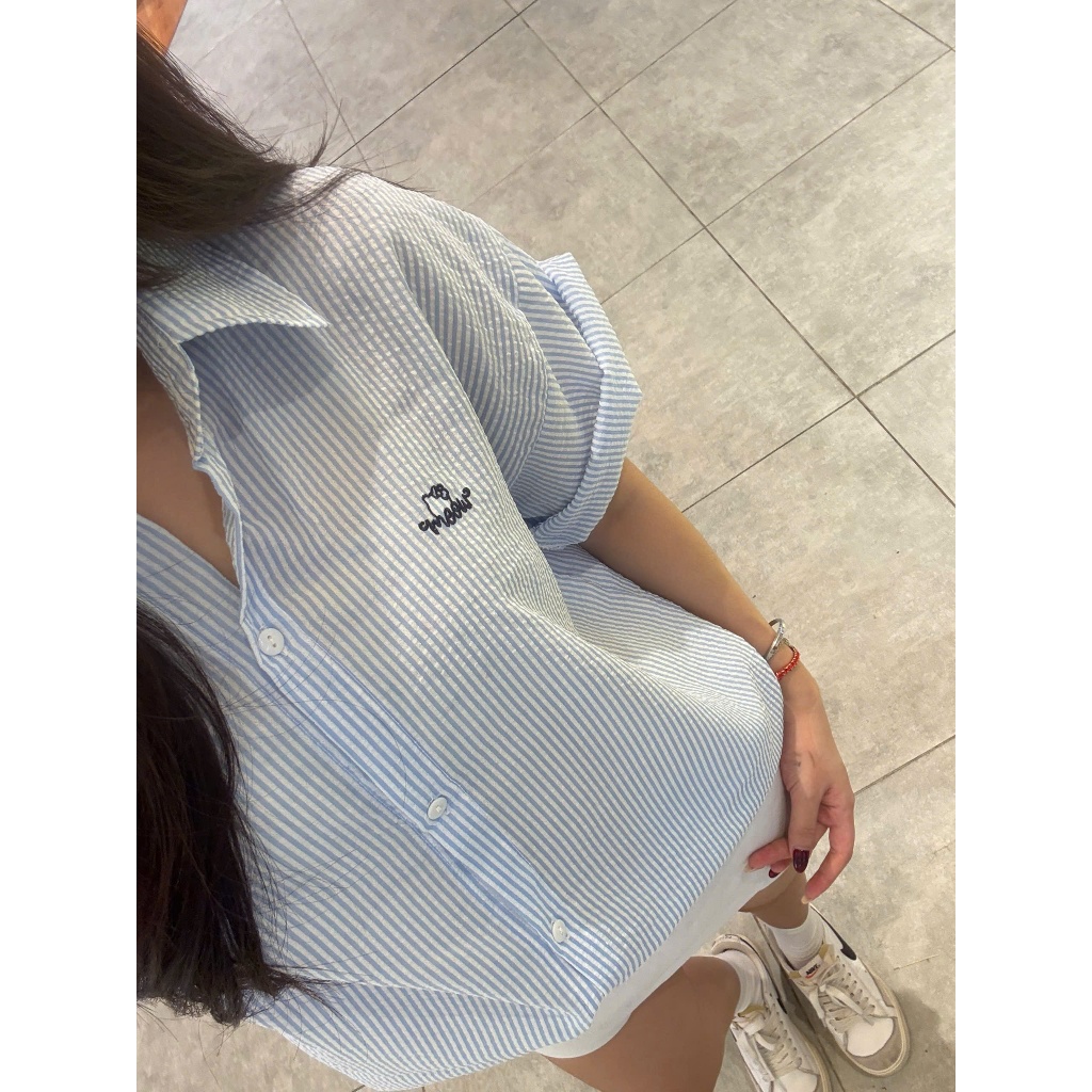 Áo sơ mi nữ thêu hình meow nhiều màu kiểu dáng form rộng oversize ss26 peonyb - ASM020