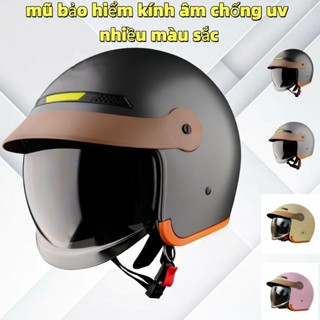 Mũ bảo hiểm kính âm  Mũ 3/4 có lưỡi trai, thiết kế thời trang, nhiều màu sắc