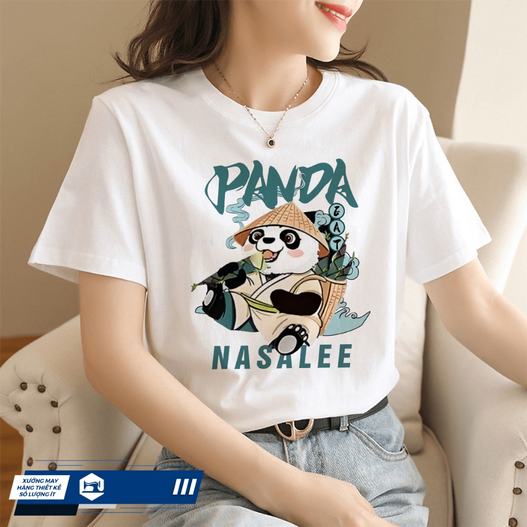 Áo thun cartoon PANDA NASALEE - Áo thun tay ngắn cổ tròn