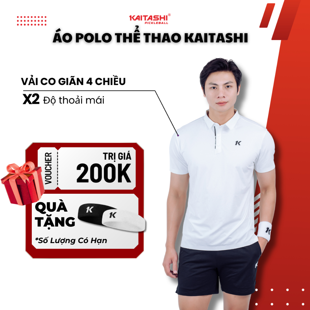 Áo Polo Nam Thể Thao Kaitashi , Co Giãn 4 Chiều, Vải Mềm Mát, Thấm Hút Tốt, Vận Động Linh Hoạt
