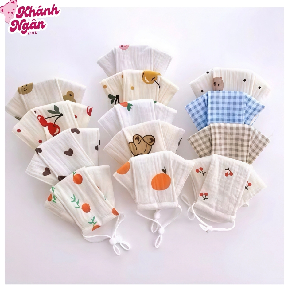 Khẩu trang cho bé 6 tháng - 4 tuổi xô muslin mềm mại thoáng khí an toàn bé trai bé gái