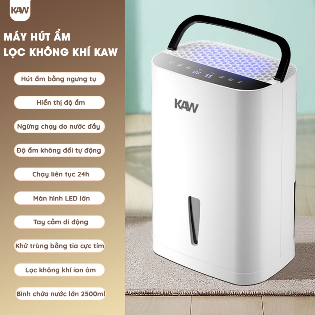 Máy Hút Ẩm Lọc Không Khí KAW 3 IN 1, Dung Tích Lớn, Hút Ẩm Tủ Quần Áo, Văn Phòng, Nhà Cửa