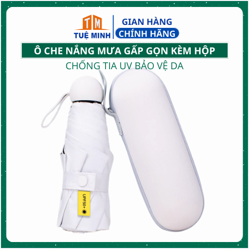 Dù Gấp Gọn Che Mưa Gấp Gọn Kèm Hộp Khóa Kéo Nhỏ Gọn - Dù Che Nắng - Ô Che Mưa Gấp Gọn Kèm Hộp Đựng