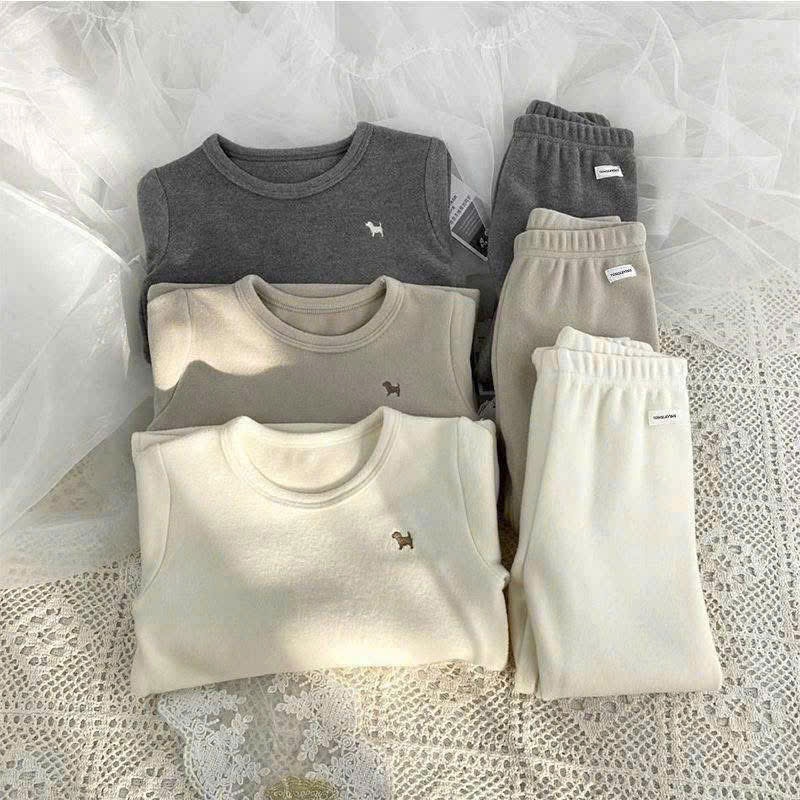 Bộ Nỉ Trẻ Em Cotton Dày Dặn – Đồ Bộ Bé Trai Bé Gái Mùa Đông Giữ Ấm, Mềm Mịn Không Xù, Nhiều Màu Basic