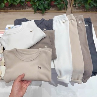 Bộ Nỉ Trẻ Em Cotton Dày Dặn – Đồ Bộ Bé Trai Bé Gái Mùa Đông Giữ Ấm, Mềm Mịn Không Xù, Nhiều Màu Basic