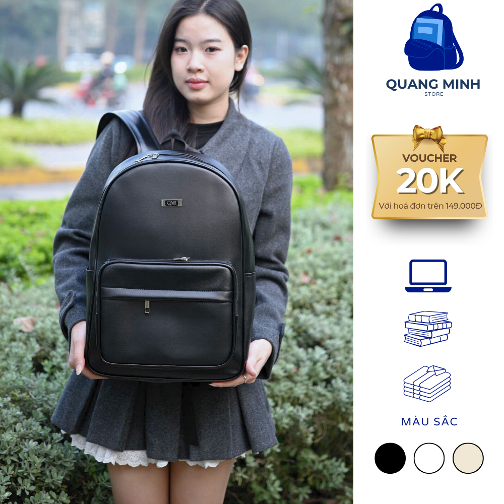 [MẪU MỚI] Balo da PU unisex túi hộp, balo form cứng cáp chống nước, chống xước đựng laptop 16.5inch