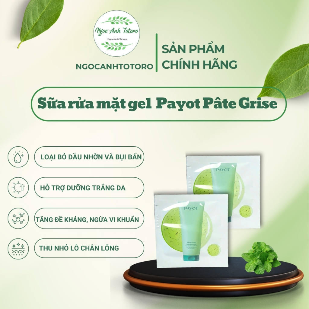 Sữa Rửa Mặt Gel Payot Pate Grise Perfecting Foaming Gel Sample Làm Sạch Dịu Nhẹ