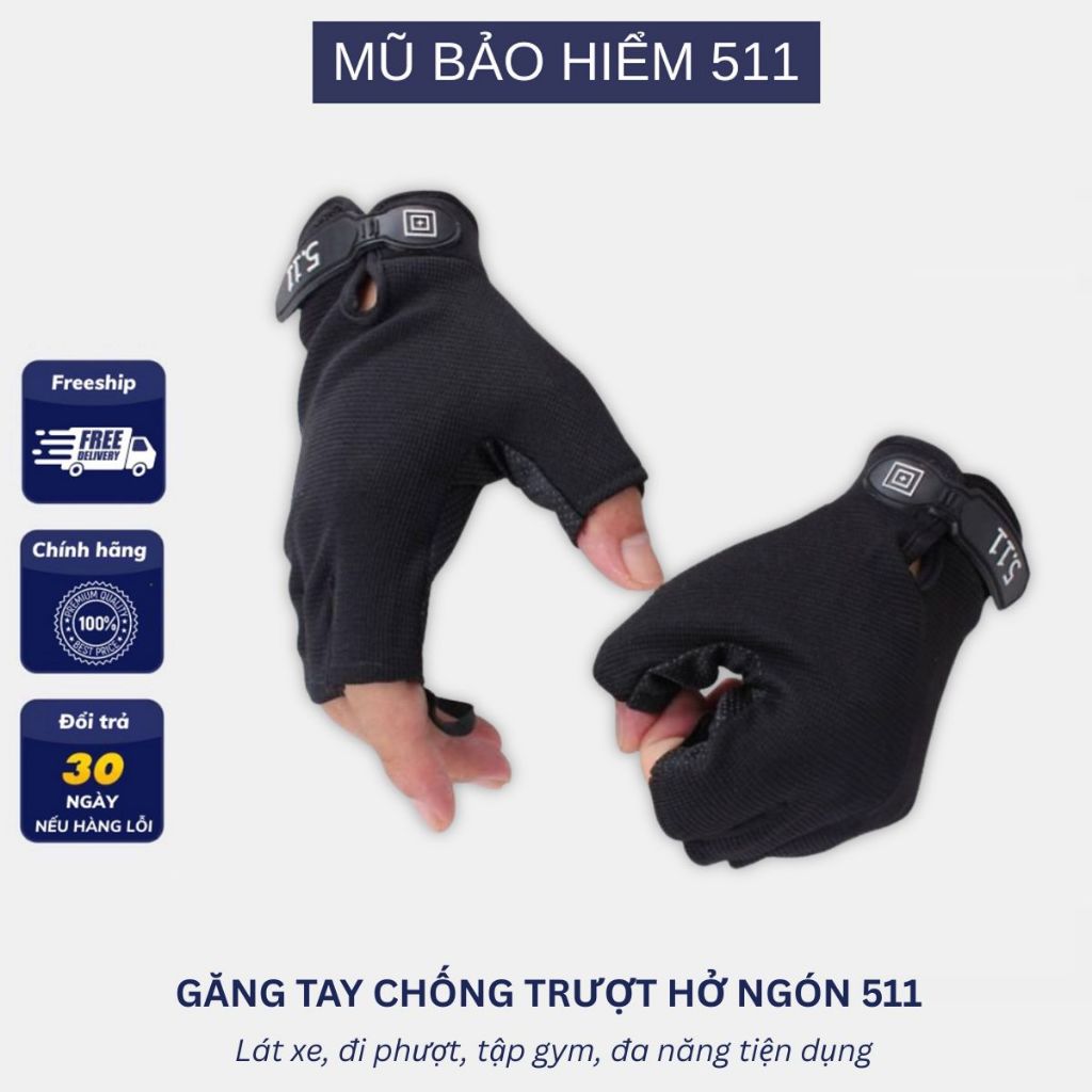 Găng tay 5.11 ngắn ngón đi xe máy đi phượt