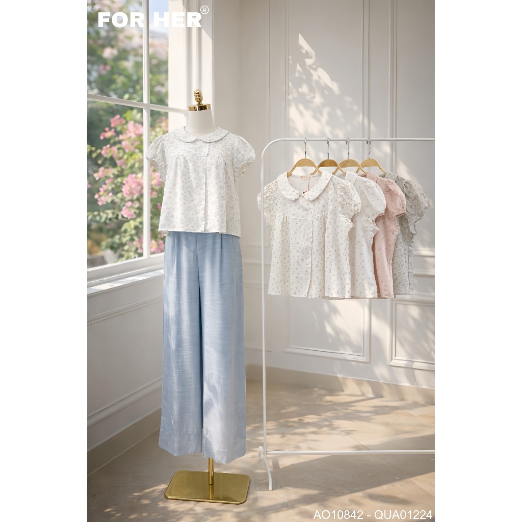 Áo babydoll cổ sen hoa nhí - AO10841 AO10842 AO10843 AO10844 AO10845