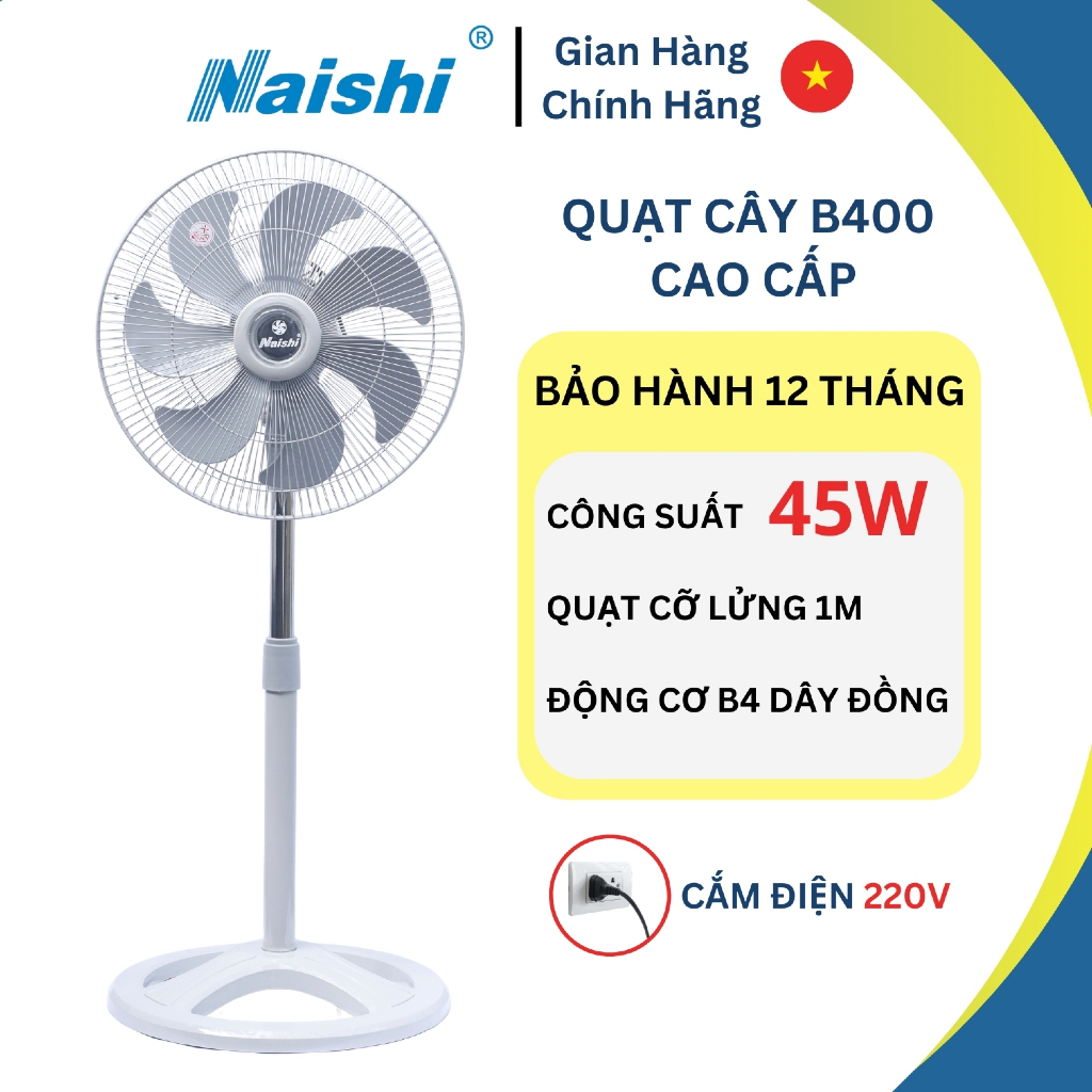 [NS400] Quạt Lửng NAISHI B400 Cao Cấp - Motor Dây Đồng 45W - Phiên Bản Mới Chất Lượng Cao
