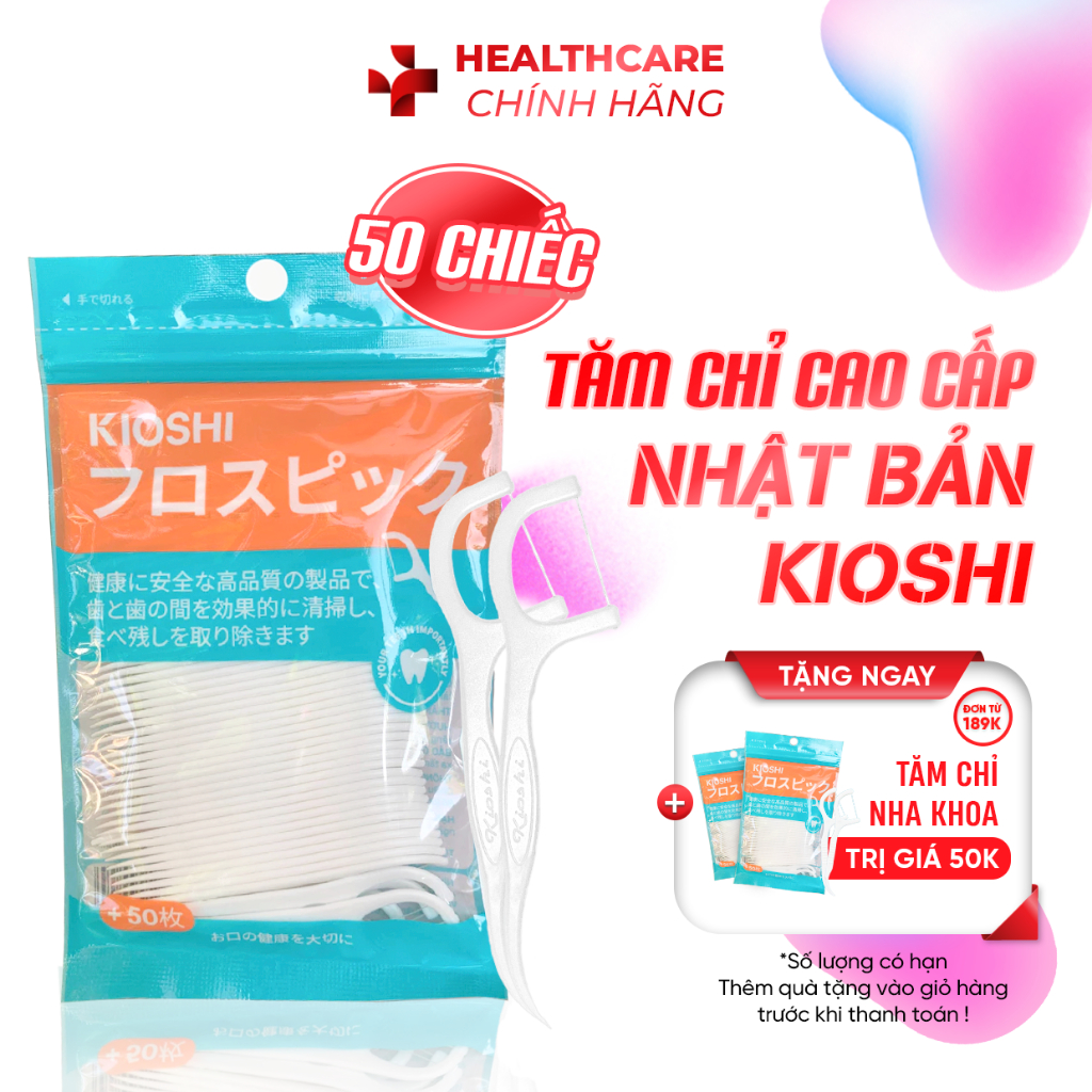 [Combo5] Tăm Chỉ Nha Khoa Kioshi Nhật Bản Cao Cấp 50c, Vệ Sinh Răng Miệng, Làm Sạch Mảng Bám