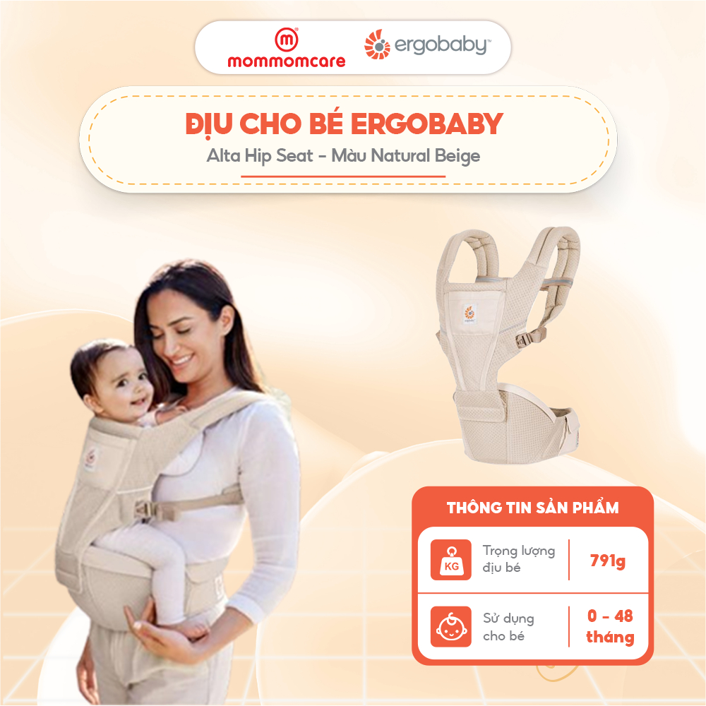 Địu Trợ Lực Ergobaby Alta Hip Seat cho bé từ 4 - 48 tháng tuổi, có bệ ngồi cho bé thoải mái