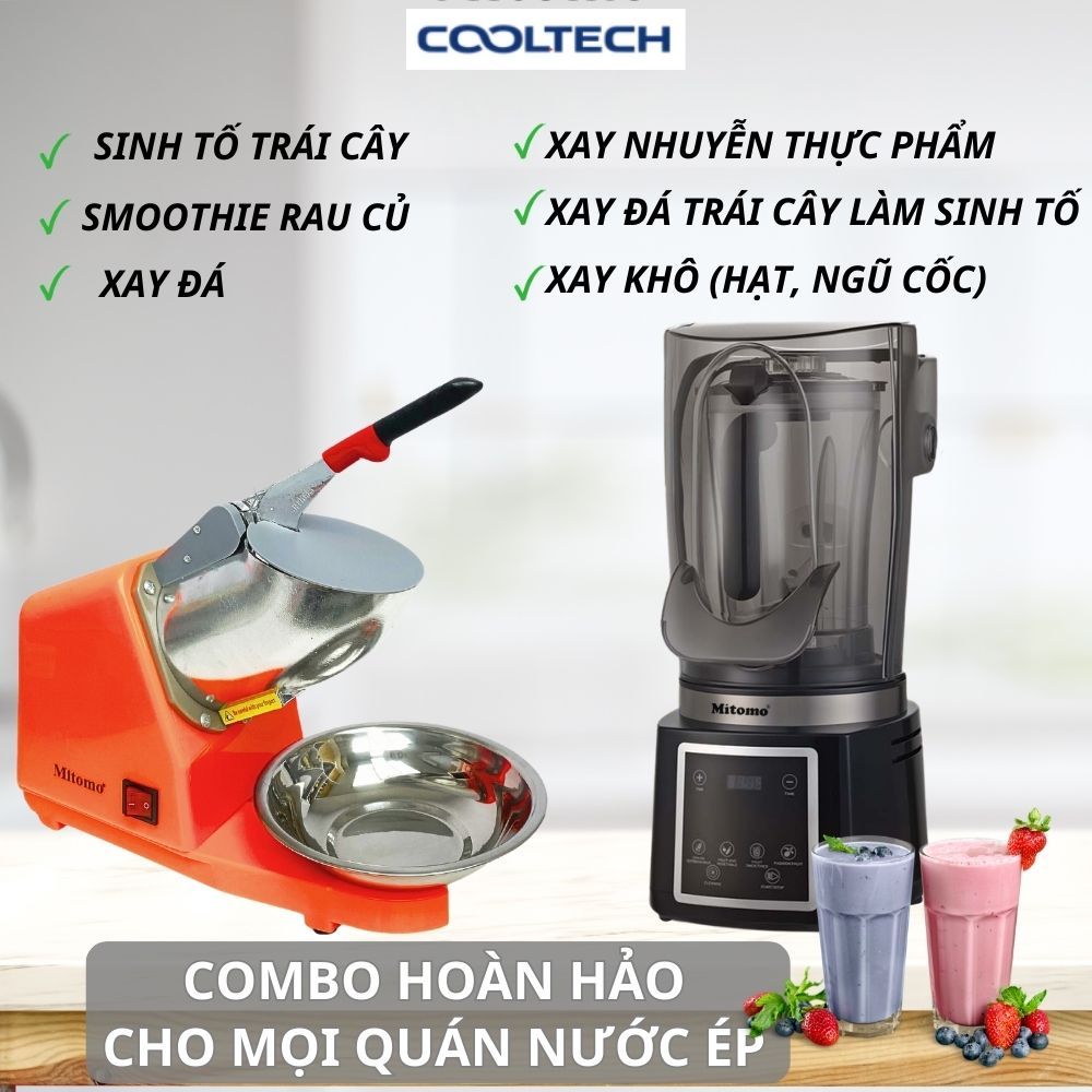 [Combo Giải Nhiệt] Máy Xay Sinh Tố KJ-2200 + Máy Bào Đá Mitomo 600 MAX – Làm Smoothie, Đá Bào, Sinh 