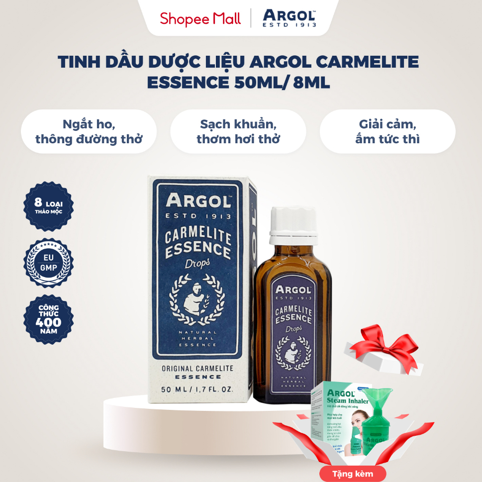 Tinh dầu thảo dược Argol Carmelite Essence 50ml & 8ml, tinh dầu thiên nhiên, xông tinh dầu, xịt họng