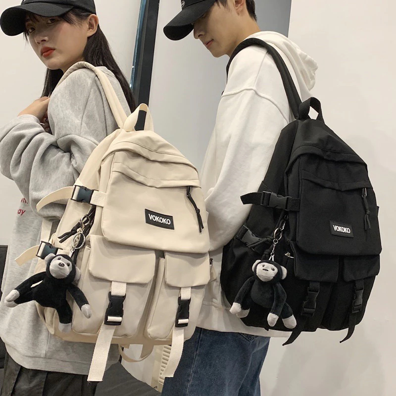 [Peinn] Balo đi học vải bố giá rẻ VOKOKO basic vừa A4 mang đi chơi đi học BL57