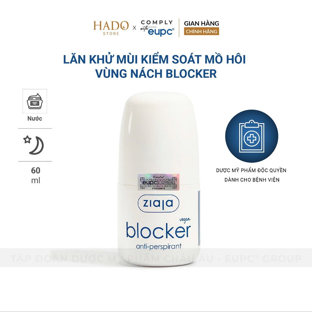 Lăn Khử Mùi Kiểm Soát Mồ Hôi Vùng Nách Ziaja Blocker Thấm Nhanh, Không Để Lại Vệt Trên Áo 60ml