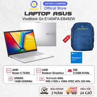 Laptop ASUS VivoBook Go E1404FA-EB482W, Ryzen 5 7520U, 16GB RAM, 512GB SSD, 14.0 FHD, Win11