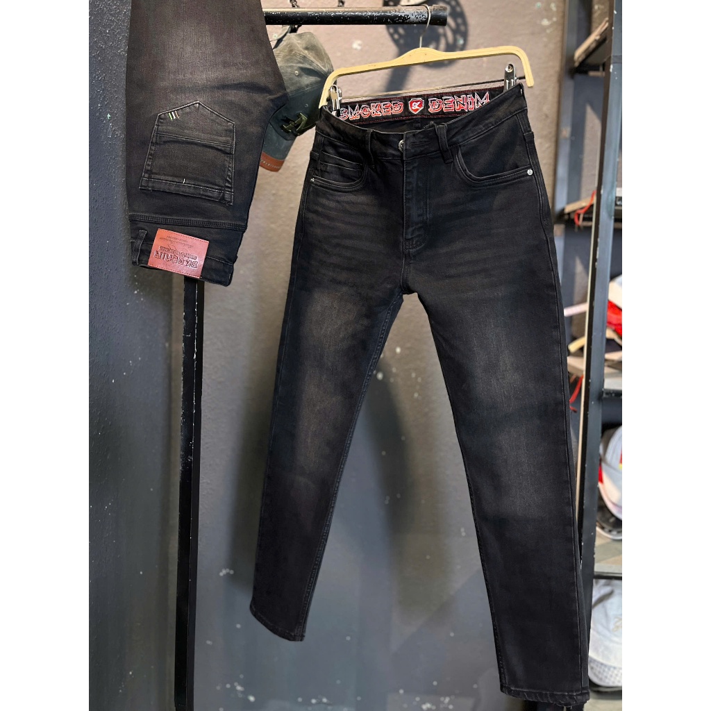 [K3 STORE VN]Quần Jean Nam Dài Màu Xám Đen Was Thêu Lưng Chỉ Đỏ Mẫu Mới 3K1525-J4049.