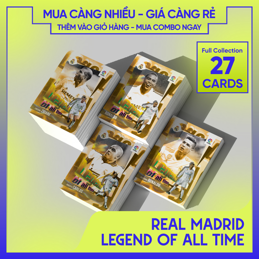 [ 27 CARDS FULL SET ] REAL MADRID LEGEND OF ALL TIME | Thẻ cầu thủ bóng đá huyền thoại SKYLLECTA | R