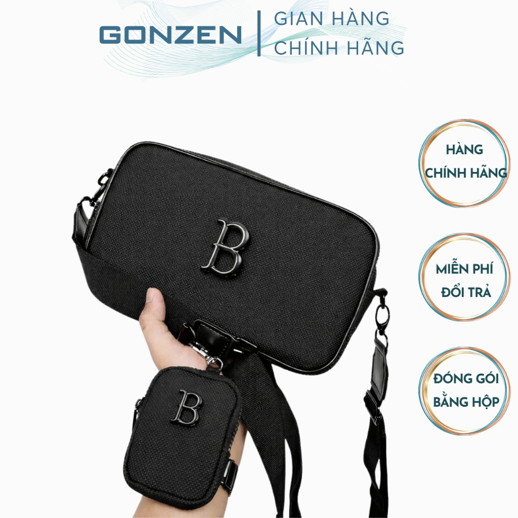 Túi Đeo Chéo Nam, Túi Đeo Chéo Da Chống Nước Nhiều Ngăn Dạng Hộp Hình Chữ Nhật _GONZEN TX03