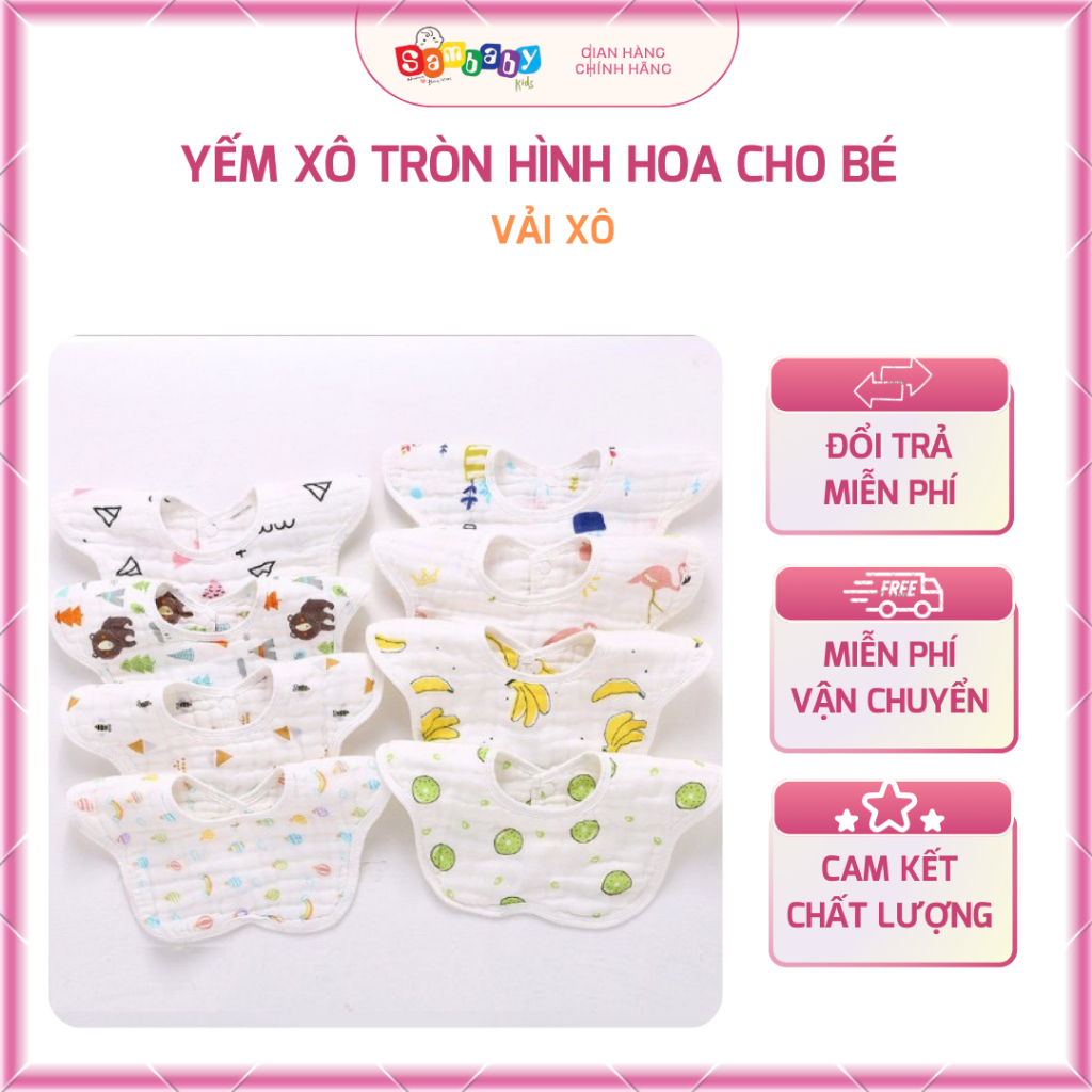 Yếm Xô tròn Hình Hoa cho bé