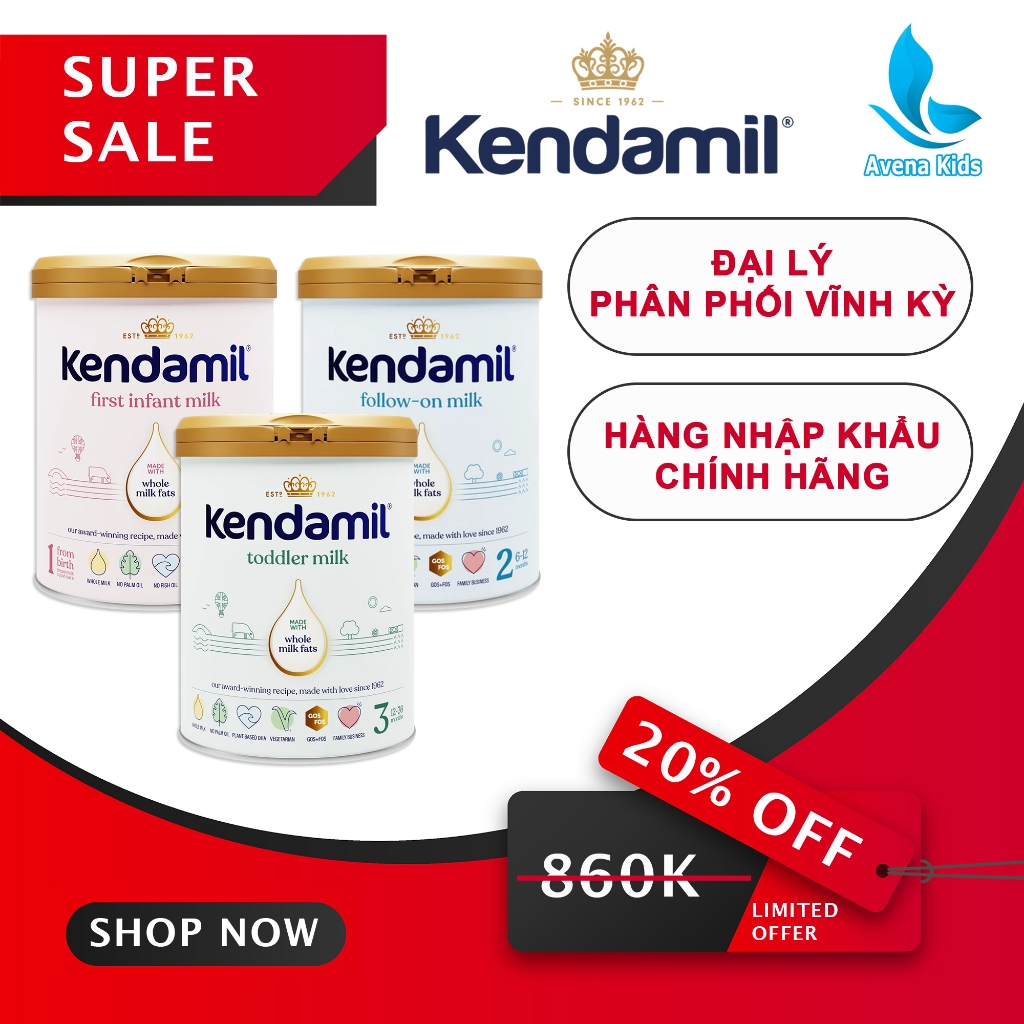 Sữa Nguyên Kem Kendamil Classic số 1-2-3 Nhập Khẩu Tem Phụ Vĩnh kỳ, thơm ngon cho bé | Avena Kids
