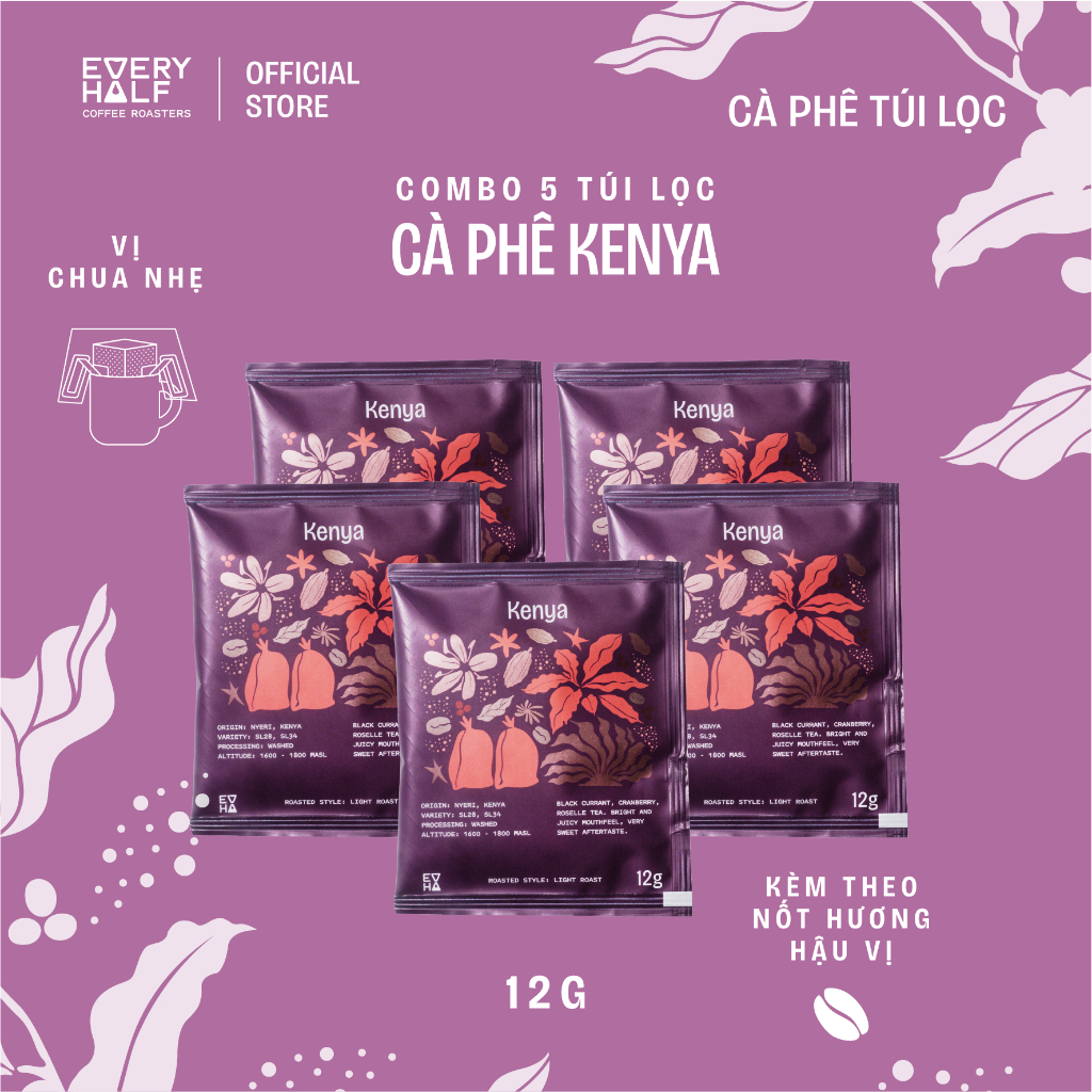 Combo Cà Phê Kenya Phin Giấy SPECIALTY DRIP BAG EVERY HALF - Cà Phê Túi Lọc Tiện Lợi