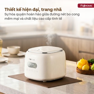 Nồi cơm điện tử 1 Lít lòng nồi Inox 304 Fujihome RC10ALS, nồi cơm mini tách đường menu 8 chế độ nấu, tiết kiệm điện