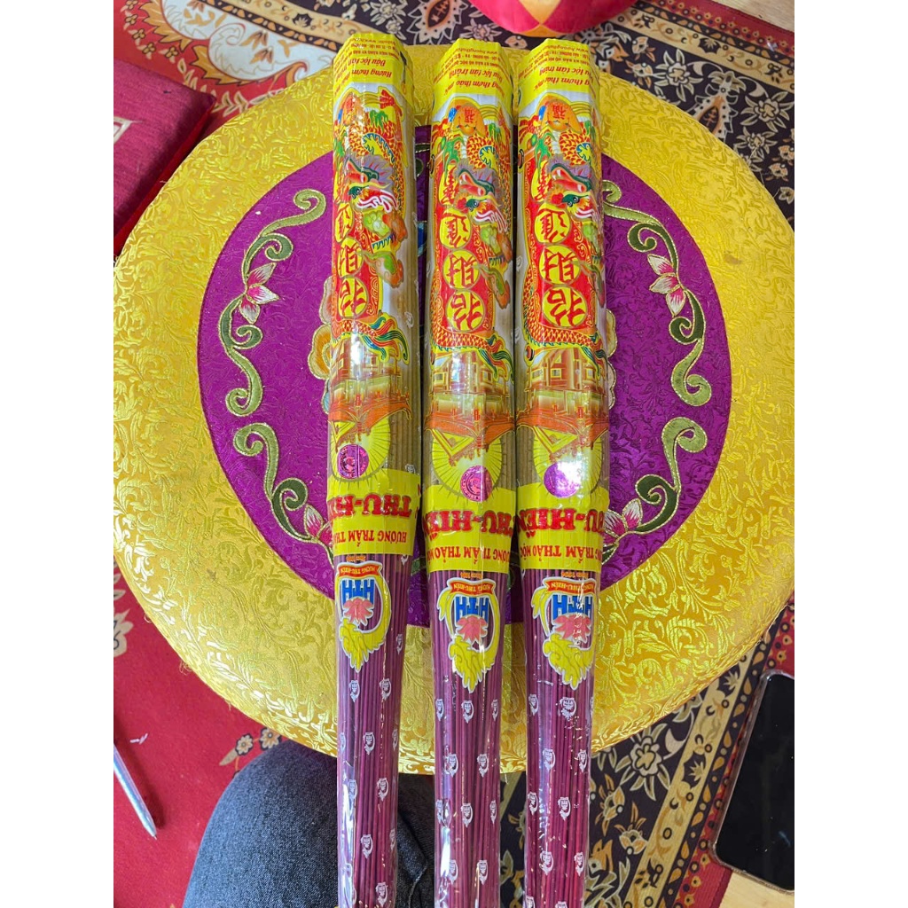 Nhang Thu Hiền cuốn tàn, dài 38cm, đậu lộc trắng, đậu tài lộc, nhang Thu Hiền chính hãng