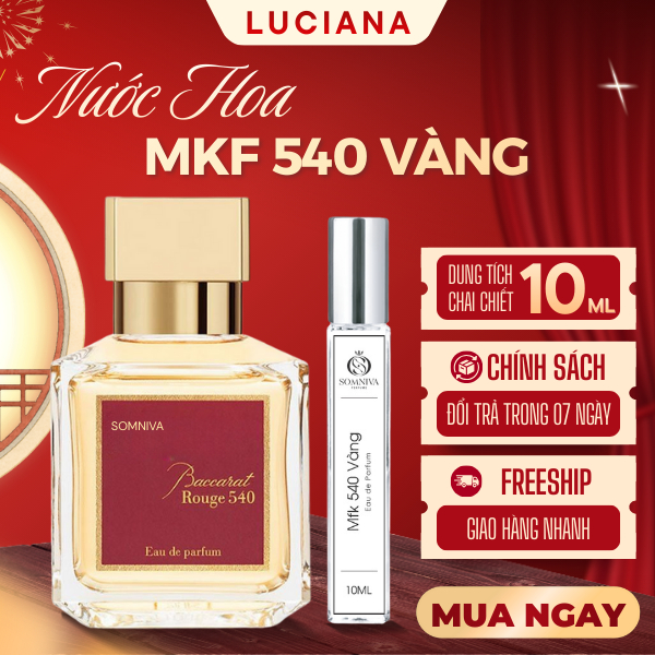 Nước Hoa Unisex MFK  540 Vàng SOMNIVA EDP Chiết 10ML , Hương Gỗ Sang Trọng, Lưu Hương Đỉnh Cao - SOM