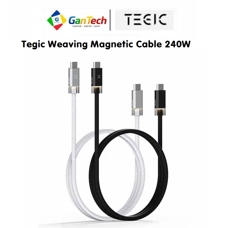 Cáp Từ TEGIC Weaving 240W USB-C To C Từ Tính | LED