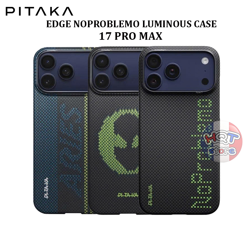 Ốp carbon PITAKA Edge NoProblemo Luminous Case cho IP 17 Pro Max mỏng nhẹ