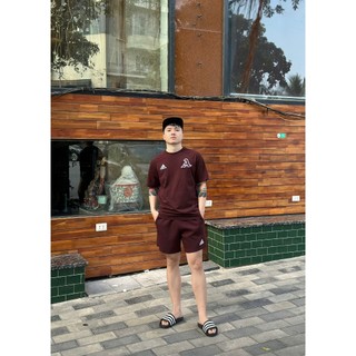 Quần áo nam mùa hè chất cotton cổ tròn màu đỏ,xanh họa tiết, đồ thể thao nam thoáng khí siêu nhẹ cao cấp