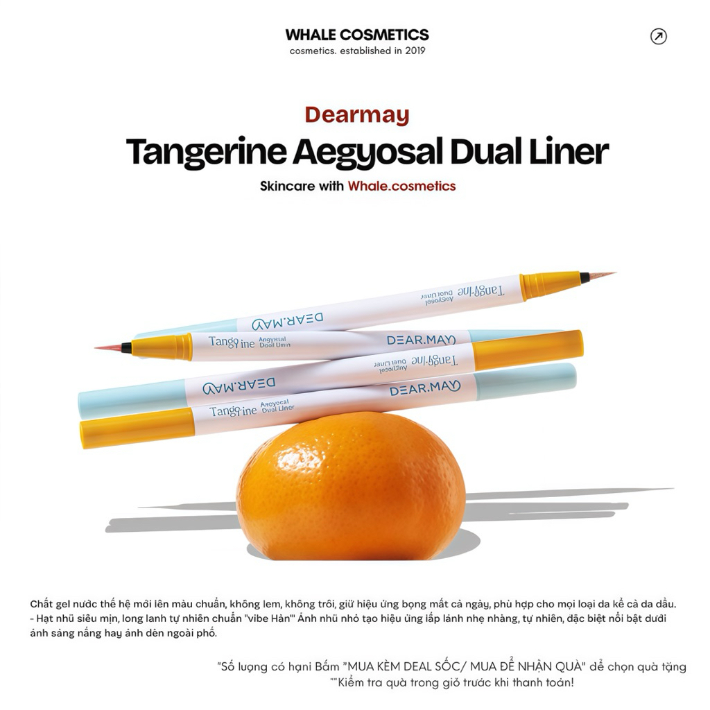 (Dearmay) Bút Kẻ Bọng Mắt 2 Đầu Dearmay Tangerine Aegyosal Dual Liner (0.5g)