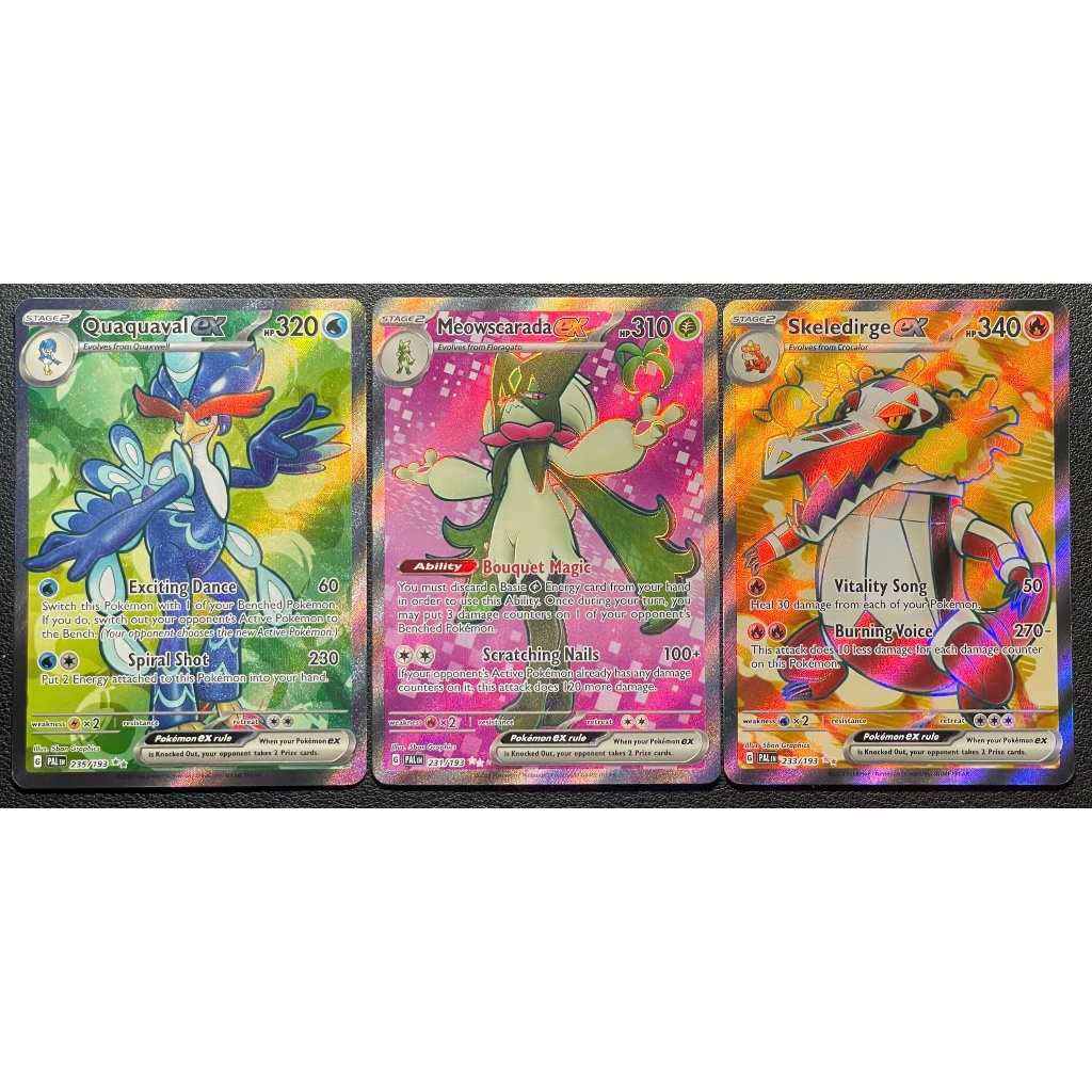 [KW2 Pokemon] [EN] Combo 3 Thẻ Quaquaval ex 235/193 Meowscarada ex 231/193 Skeledirge ex 233/193 - F