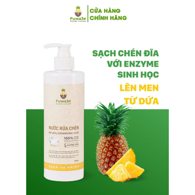 Nước Rửa Bát Fuwa3e Enzyme Sinh Học 500ml An Toàn Cho Bé Bảo Vệ Da Tay Tiết Kiệm Nước Lành Tính