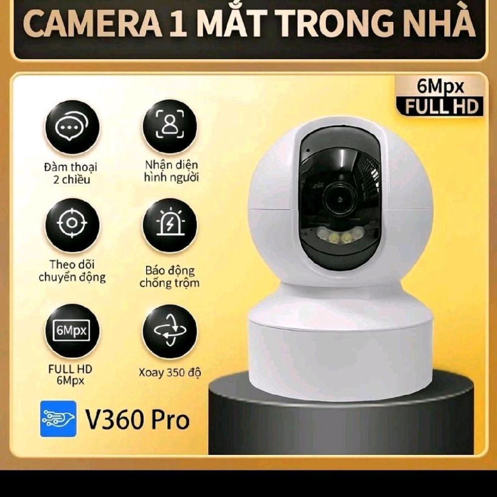 Camera 1 Mắt Trong Nhà Và Ngoài Tời V360 Pro 6Mpx Full Hd 4K - không kèm thẻ nhớ